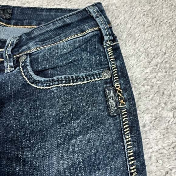 Silver Jeans Womens 27 Aiko Boot Cut Dark Wash Big Stitch Denim Concert Party - Picture 5 of 6